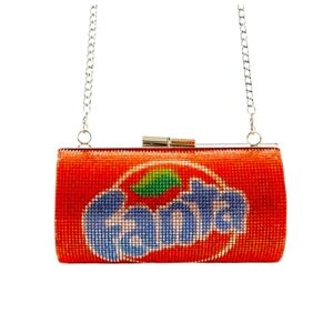 Orange Fanta Jeweled Crossbody Clutch Bag